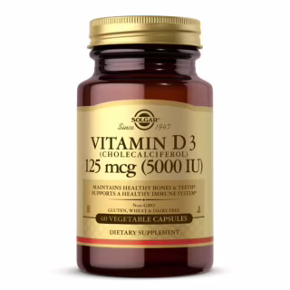 Витамин Solgar Витамин D3, Cholecalciferol, 5000 IU, 125 мкг, 60 вегетариа (SOL03312)