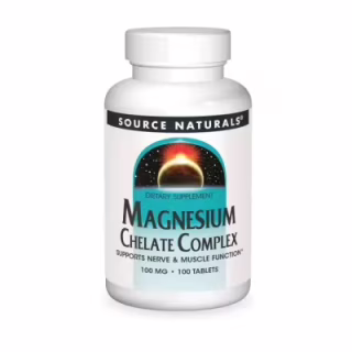 Мінерали Source Naturals Магній Хелат, 100 мг, Magnesium Chelate Complex, 100 таблеток (SN0317)