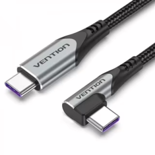 Дата кабель USB 2.0 USB-C to USB-C 1.0m 5A 90° corner aluminum gray Vention (TAKHF)