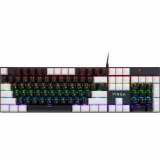 Клавіатура Vinga KBGM-095 LED Brown Switch USB White/Black (KBGM-095BR White/Black)