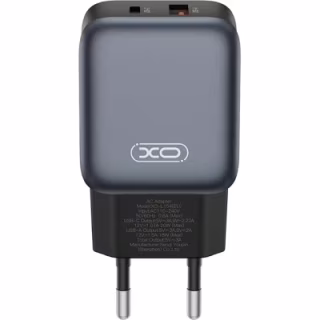 Зарядное устройство XO L154 USB-C PD20W + USB-A QC3.0 Black (L154.black)
