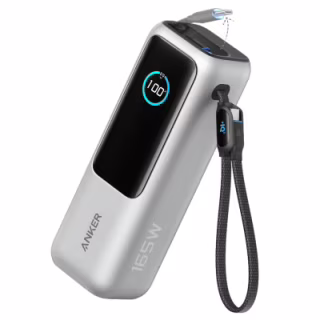 Батарея універсальна Anker 25000mAh, 165W, PD/3/0, QC/3/0, Built-In Double USB-C Cables, silver (A1695H41)