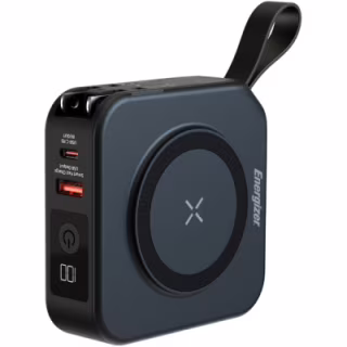 Батарея универсальная Energizer Magnetic Wireless 10000mAh 20W PD, AC зарядка, QI/15W, built-in USB-C (QM10001AC)