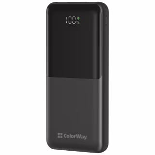 Батарея универсальная ColorWay 10 000 mAh PD/22.5W, QC/3.0, LCD, Black (CW-PB100LPB3BK-PDD)