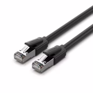 Патч-корд 0.5м, S/FTP cat 8 RJ-45 black Vention (IKKBD)