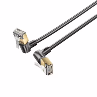 Патч-корд 1m STP cat 8 RJ-45 90° corner black Vention (IKLBF)