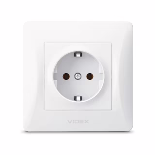 Розетка Videx BINERA 1ая с заземлением (VF-BNSK1G-W)