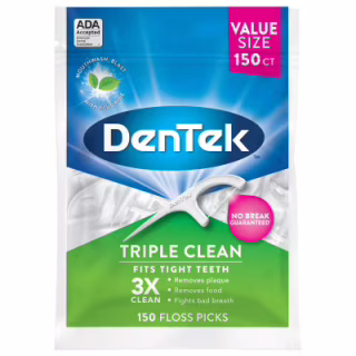 Флосс-зубочистки DenTek Тройное очищение 150 шт. (047700019055)