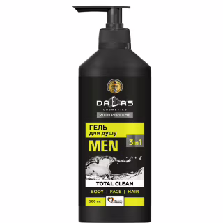 Гель для душа Dalas Cosmetics Total Clean 3 в 1 Для мужчин 500 г (4823128000334)
