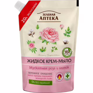 Жидкое мыло Green Pharmacy Мускатная роза и хлопок дой-пак 460 мл (4823015935404)