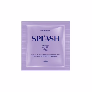 Зубна паста Splash Освіжальна з відбілювальним ефектом Зі смаком ванілі та лаванди 3 г (4820266831769)