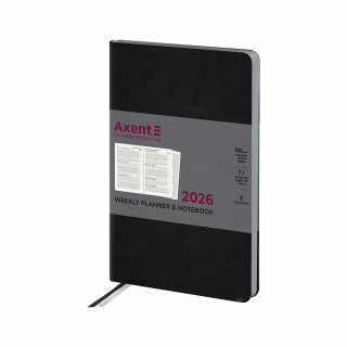 Еженедельник Axent датированный 2026 Partner City Soft 125х195, черный (8521-26-01-A)