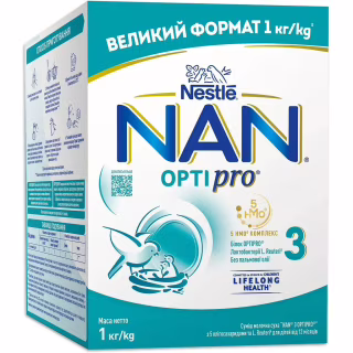 Детская смесь Nestle NAN 3 Optipro с 5 олигосахаридами и L. Reuteri от 12 месяцев 1 кг (1000077)