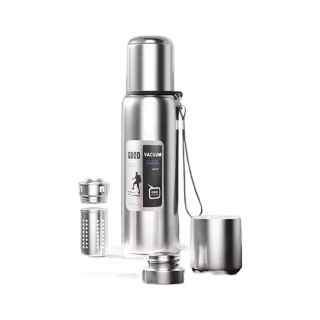 Термос Merlion з ситечком та чашкою 1,5 л, сталевий (ZK-127-1500Grey)
