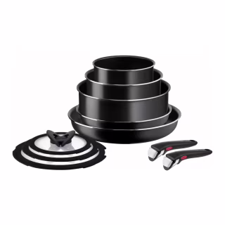 Набор посуды Tefal Ingenio Easy Cook & Clean 10 предметів чорний (L1539053)
