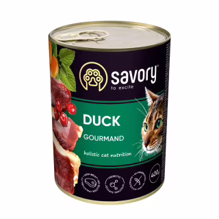 Влажный корм для кошек Savory Cat Can Adult для привередливых котов (утка) 400 г (4820232630624)