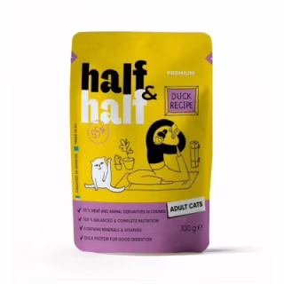 Вологий корм для кішок Half&Half шматочки з качкою у соусі 100 г (4820261920918)