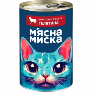 Консервы для кошек М'ясна Миска кусочки в соусе с телятиной 415 г (4820255192161)