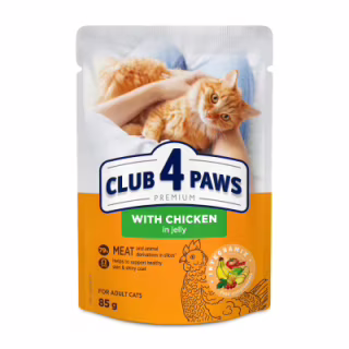 Влажный корм для кошек Club 4 Paws с курицей в желе 85 г (4820269143623)