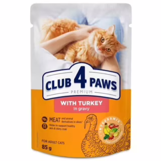 Влажный корм для кошек Club 4 Paws с индейкой в соусе 85 г (4820269143630)