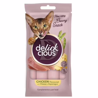 Ласощі для котів Delickcious курка з додаванням сиру та спаржі 4х15 г (4820269145184)
