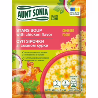Їжа швидкого приготування Тьотя Соня Суп курячий з зірочками 60 г (4820015104441)