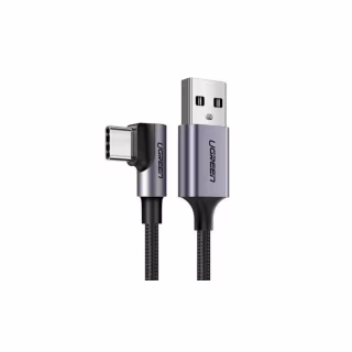 Дата кабель USB 2.0 AM to USB-C 2.0m 90° corner aluminum braid US284 black Ugreen (50942)