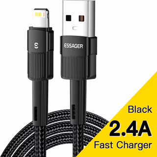 Дата кабель USB 2.0 AM to Lightning 2.0m 2.4A black Essager (EXCL-XCA01)