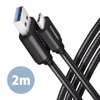 Дата кабель USB 3.2 AM to USB-C 2.0m black AXAGON (BUCM3-AM20AB)