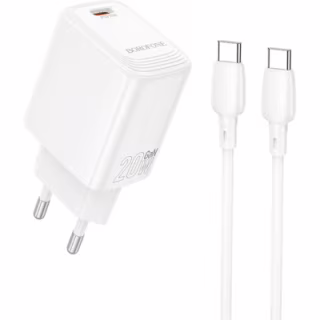 Зарядное устройство BOROFONE BN26 Fuente USB-C PD20W + cable USB-C to USB-C White (6941991120251)
