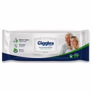 Вологі рукавички для миття всього тіла Giggles 21*24 см з клапоном 50 шт, урологічні, для лежачих хворих (8680131206124)