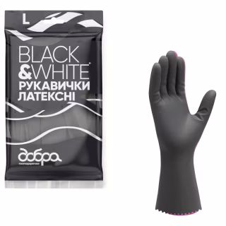 Рукавички господарські Добра Господарочка Black&White Латексні Розмір L (4820086523813)