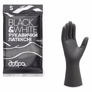 Перчатки хозяйственные Добра Господарочка Black&White Латексные Размер S (4820086523790)