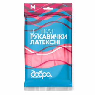 Перчатки хозяйственные Добра Господарочка Латексные Деликат Размер M (4820086523684)