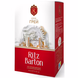 Чай Ritz Barton Эрл Грей Черный байховый с ароматом бергамота 90 г (4820279611310)