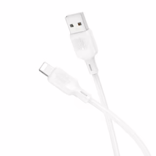 Дата кабель USB 2.0 AM to Lightning 1.0m Lenny silicone BX113 white BOROFONE (6941991115400)