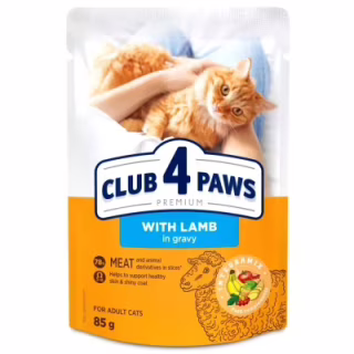 Влажный корм для кошек Club 4 Paws с ягненком в соусе 85 г (4820269142558)