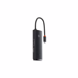 Концентратор Baseus USB-C 6-in-1 HDMI + 2xUSB 3.0 + USB-C + SD/TF black (WKQX050001)