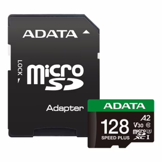 Карта пам'яті ADATA 128GB microSD class 10 UHS-I U3 V30 A2 Speed Plus (UD128GUI3V30A2SP-RA1)