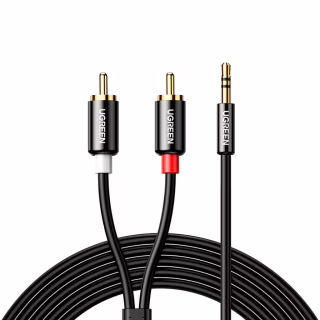 Кабель мультимедийный 3.5mm M to 2xRCA M 5.0m AV116 black Ugreen (10591)