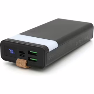 Батарея універсальна XO 20000mAh, PD/20W, QC/22.5W, flashlight, Micro-USB, Type-C, USB-A*2, black (XO-PR129 / 29303)