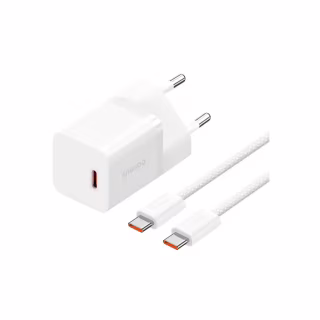 Зарядний пристрій Baseus GaN5 Fast Charger USB-C 30W + Cable 1.0m Type-C 100W white (P10110902213-00)