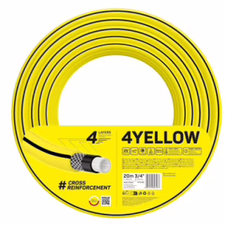Поливочный шланг Cellfast 4YELLOW 3/4" 20м, 4 слоя, до 20 Бар, -10…+50°C (10-520)
