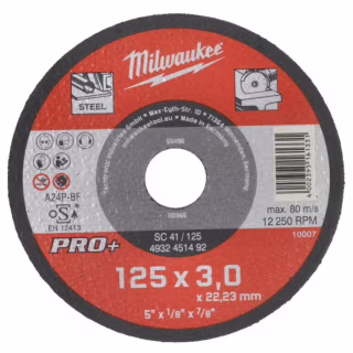 Круг отрезной Milwaukee по металлу, SC 41/125х3 PRO+, 125мм (4932451492)