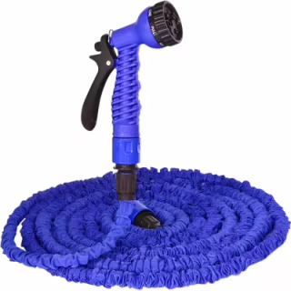 Поливочный шланг Voltronic 25-75м/250ft + распылитель, насадка на кран, Blue/Green, Box (Garden hose 25-75)