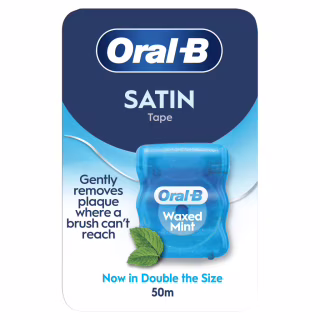 Зубна нитка Oral-B Satin Tape М'ятна Вощена 50 м (8006530114196)