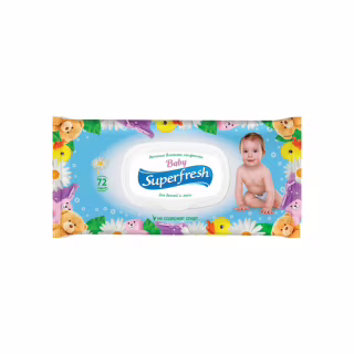 Дитячі вологі серветки Superfresh Baby chamomile з клапаном 72 шт (4820048488044)