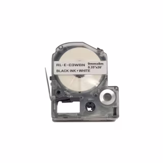 Лента для принтера этикеток UKRMARK RL-E-C3WBN-BK/WT, аналог LC3WBN. 9 мм х 8 м (900261)