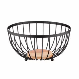 Фруктовниця Ardesto Midori 25х25х13см, метал, дерево, чорний (AR0904B)