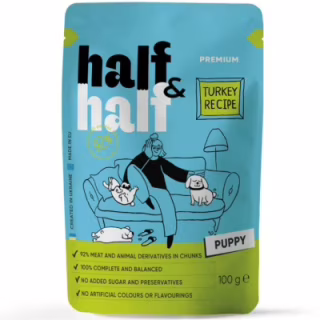 Вологий корм для собак Half&Half шматочки індички в соусі 100 г (4820261921212)